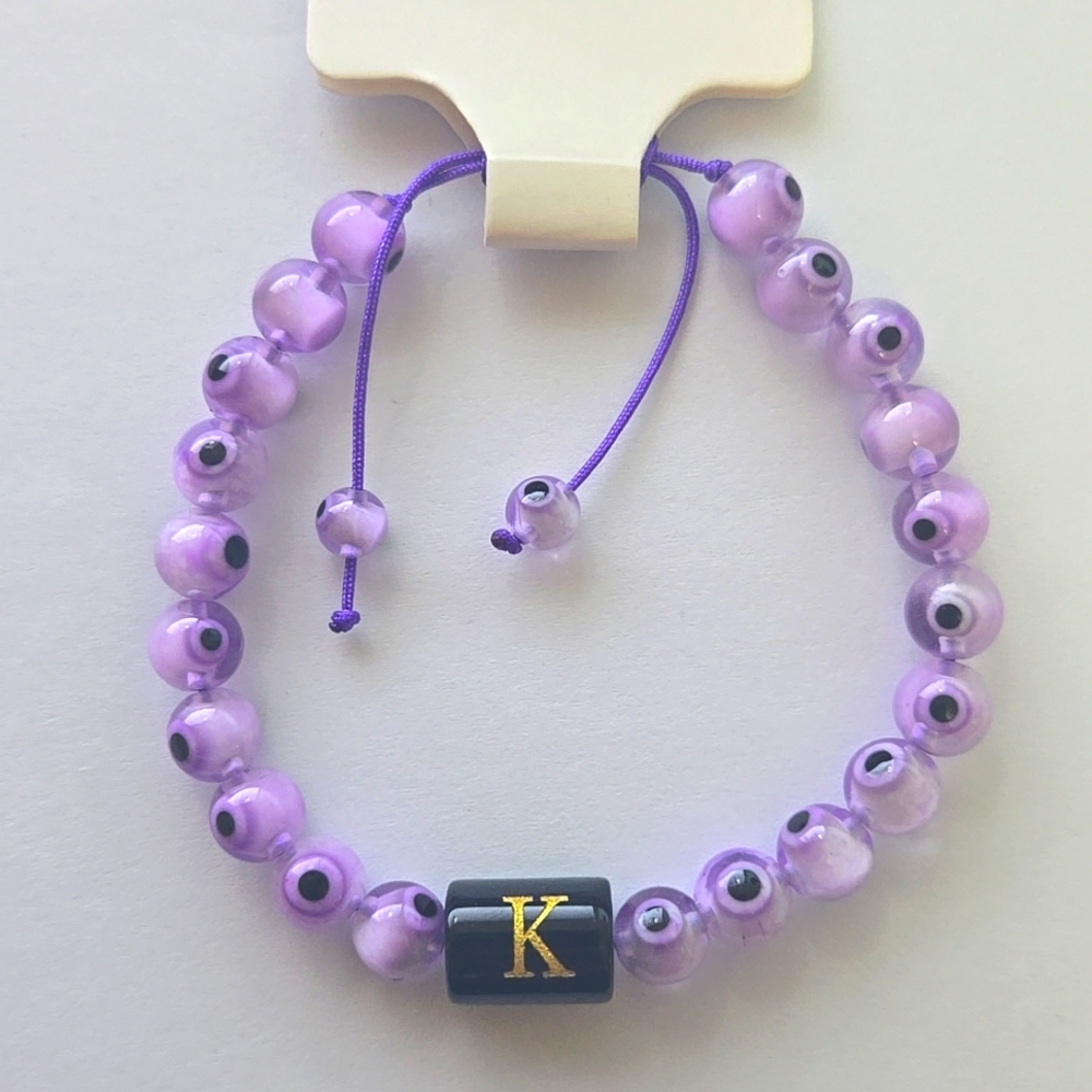 Evil Eye Gem Stone Bracelet Letter K